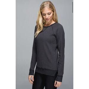 Lululemon‎ Open Your Heart Long Sleeve Reversible Grey Black Stripe Sweatshirt 2